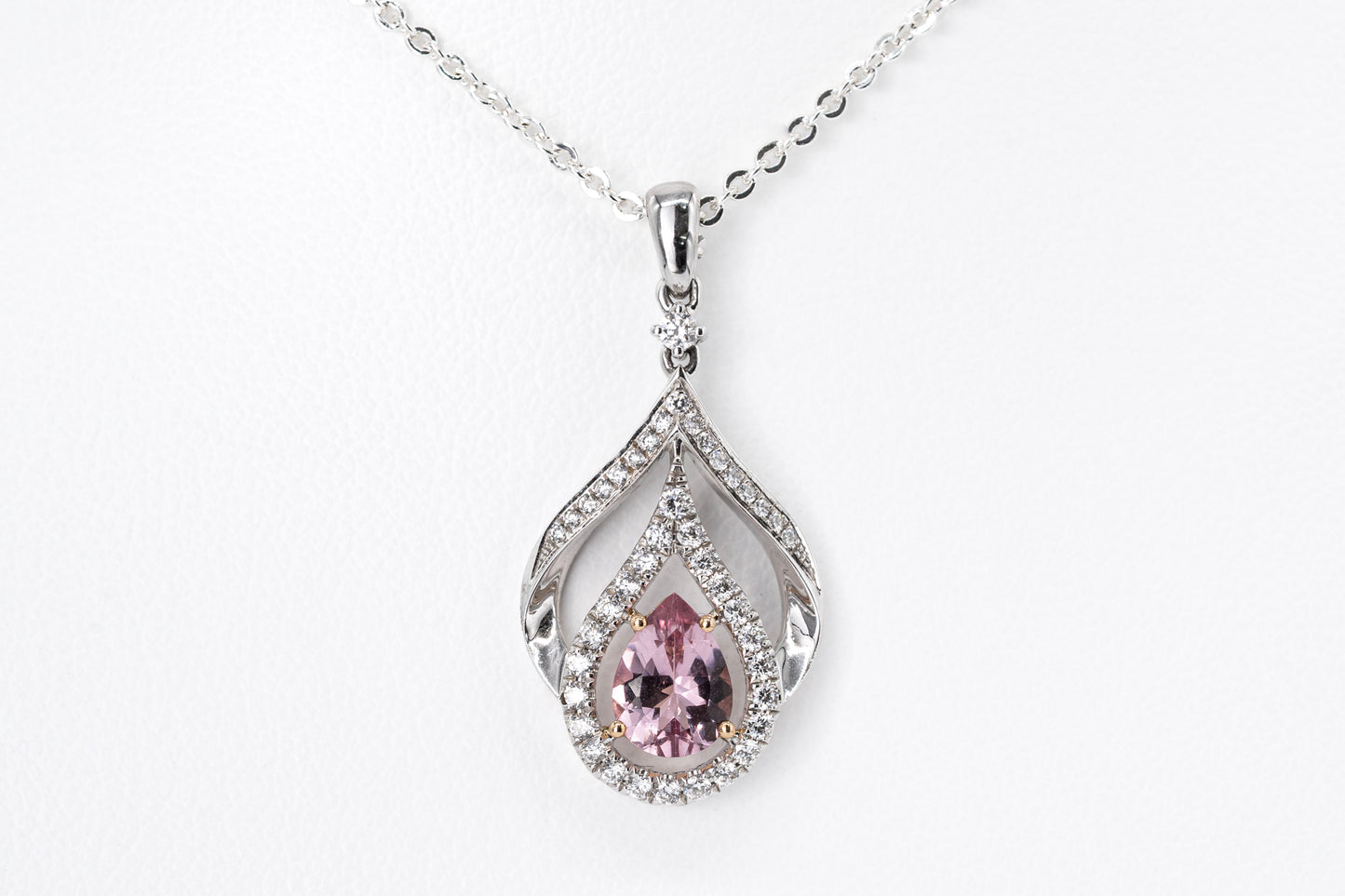 LIORRA - 18CT White Gold Morganite & Diamond Pendant