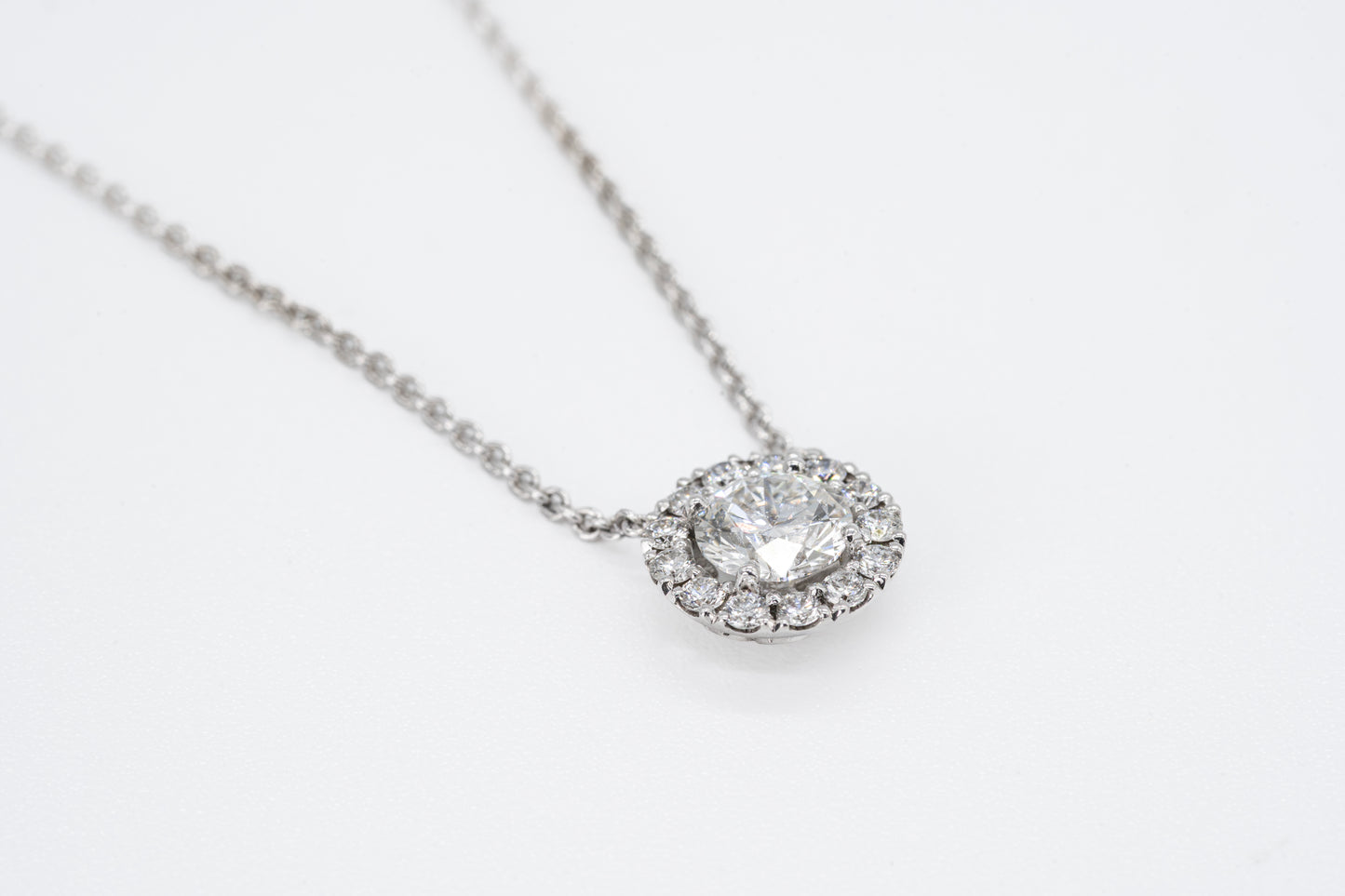 NOVALIE - 18CT White Gold Diamond Halo Necklace