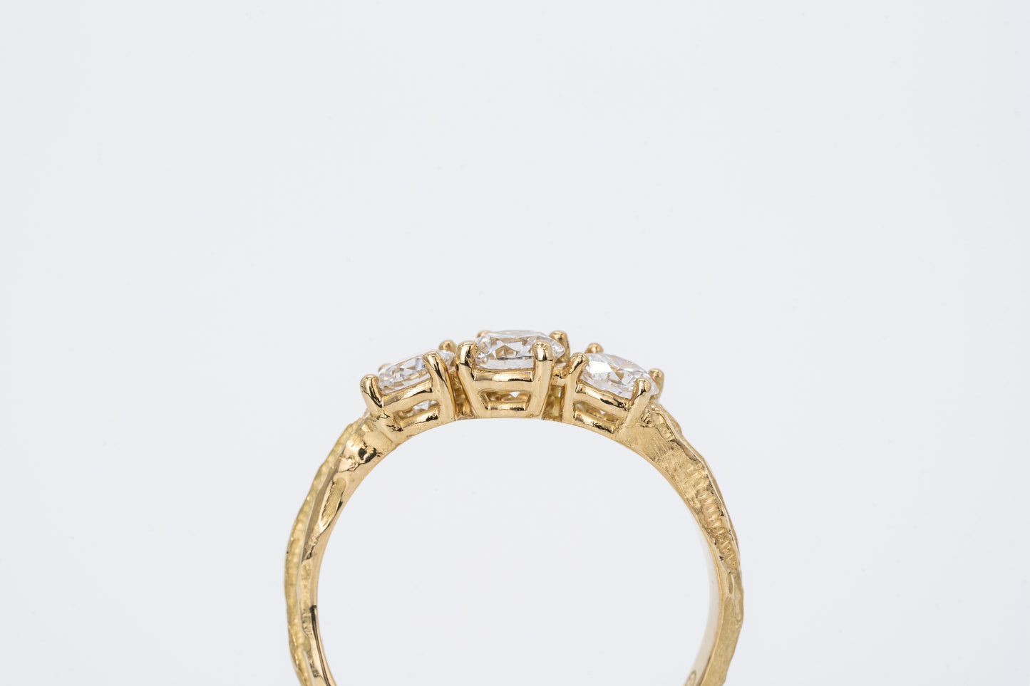 18CT Yellow Gold - Hand Engraved Diamond Set Ring