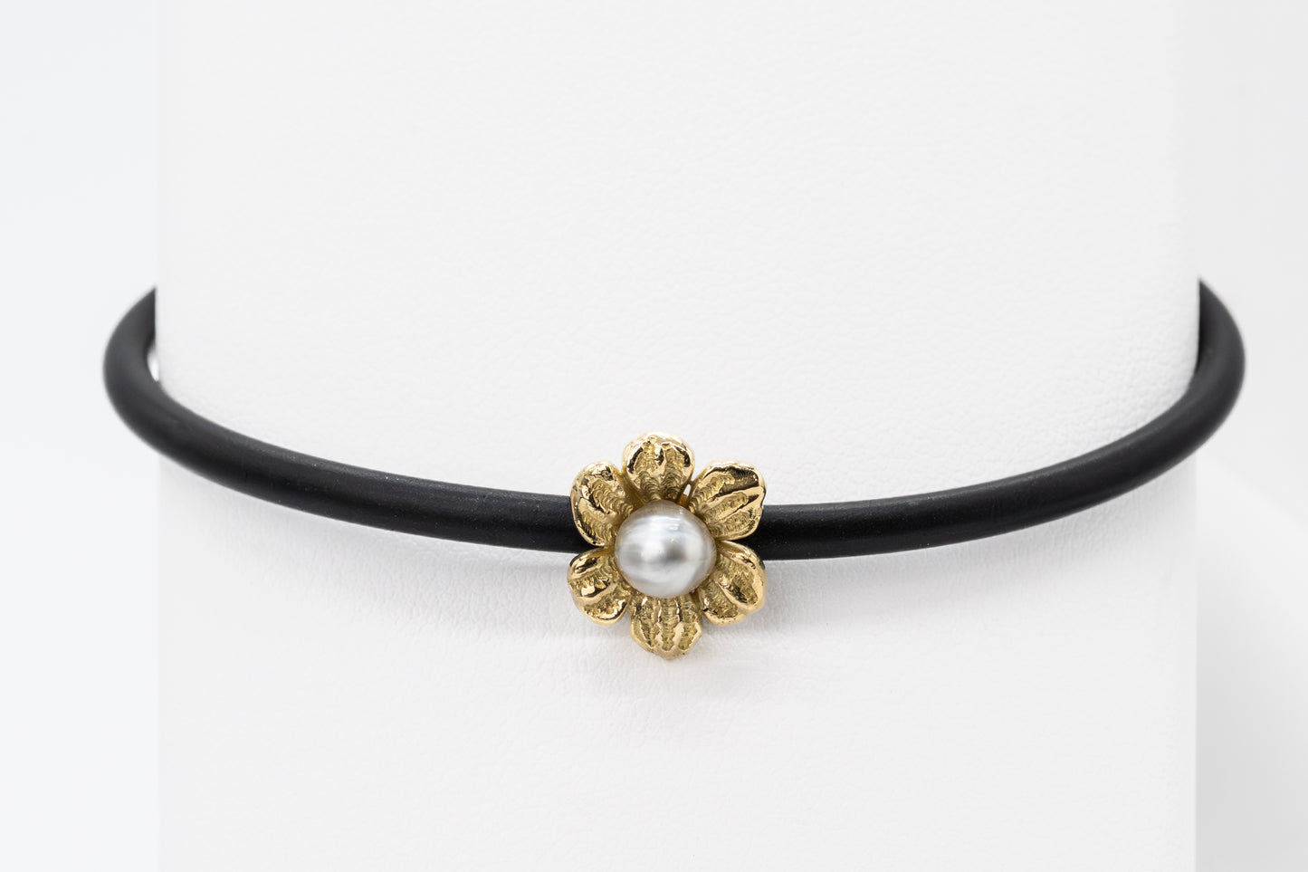 18CT Yellow Gold, South Sea Pearl - Neoprene Bangle
