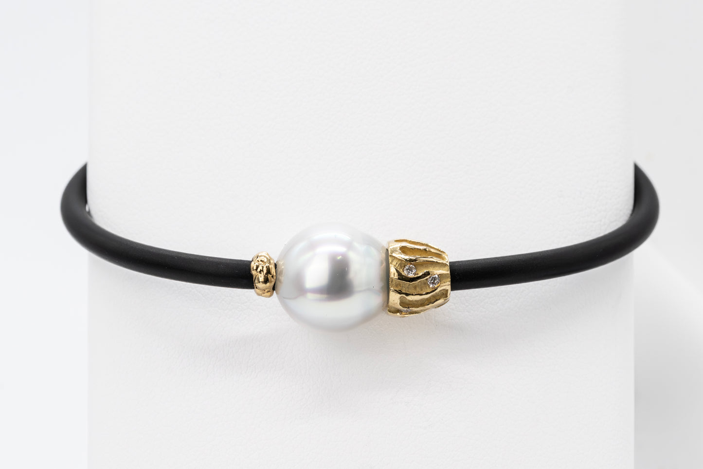 South Sea Pearl, 18CT Gold with Diamonds - Neoprene Bracelet
