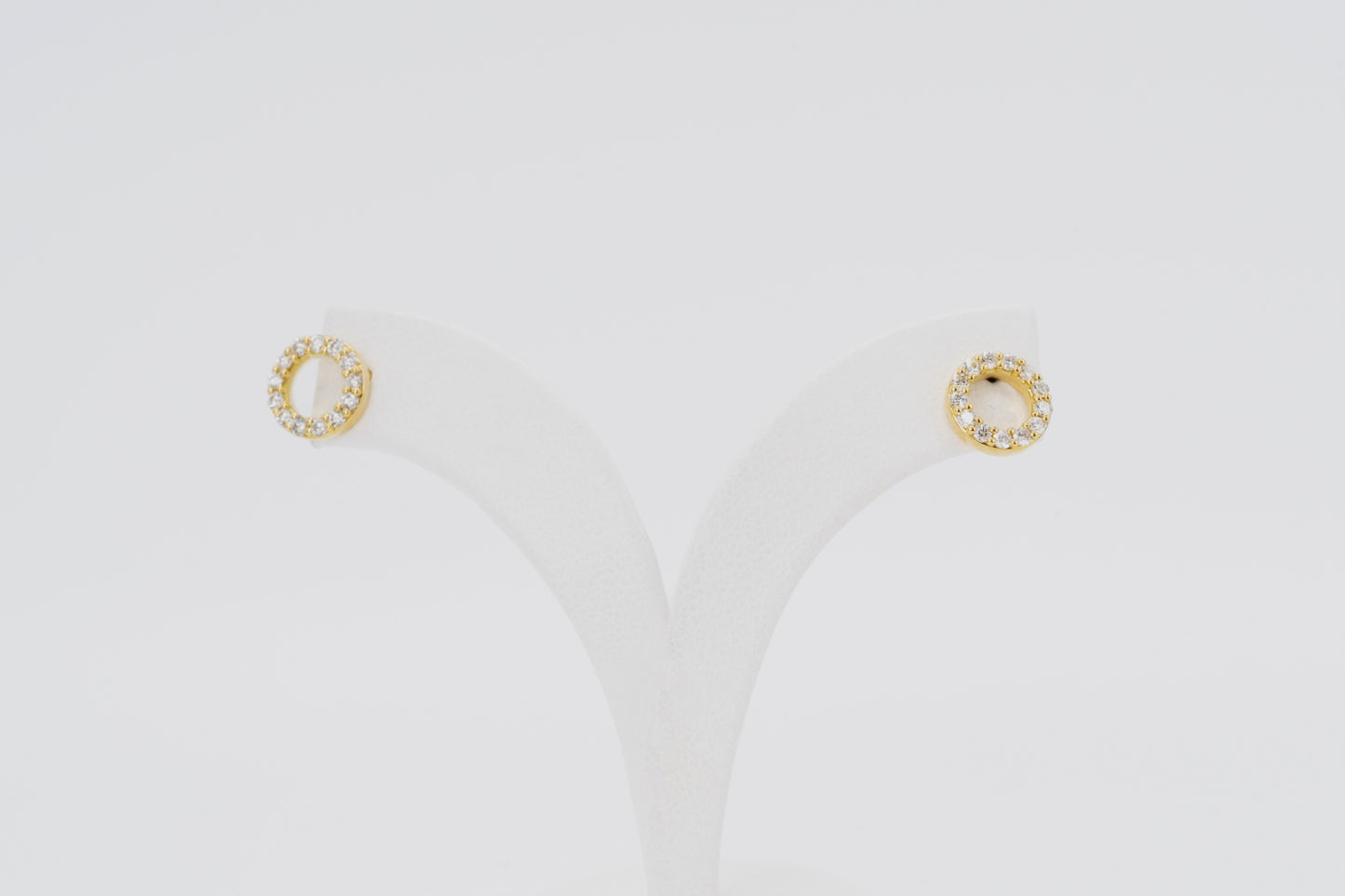 18CT Yellow Gold - Round Halo Diamond Stud Earrings