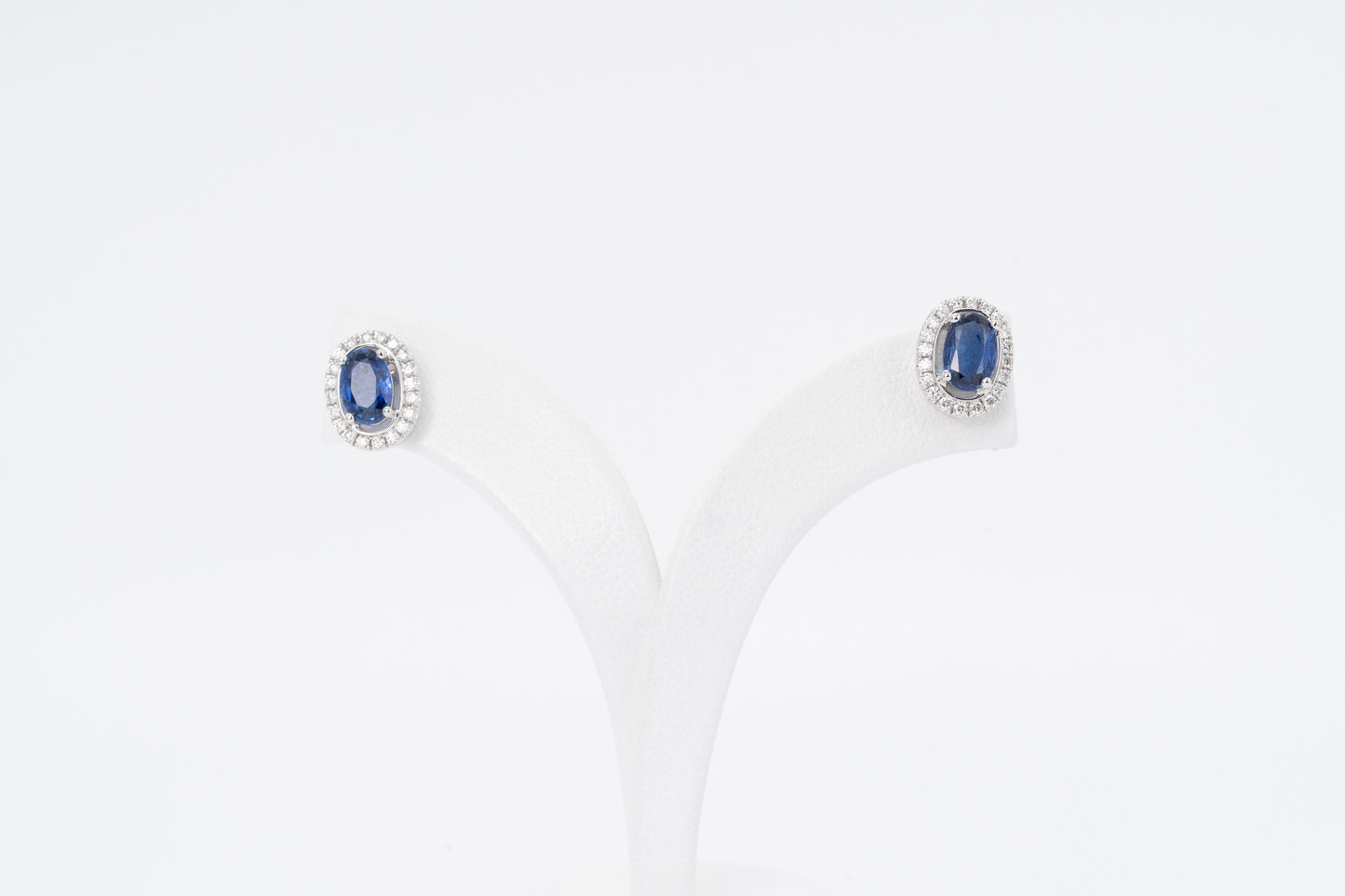 CELESTE - 18CT White Gold Sapphire Halo Earrings