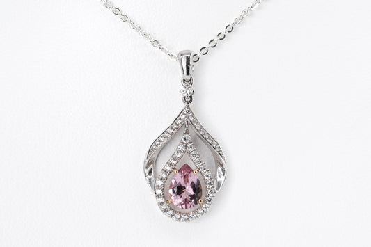 LIORRA - 18CT White Gold Morganite & Diamond Pendant