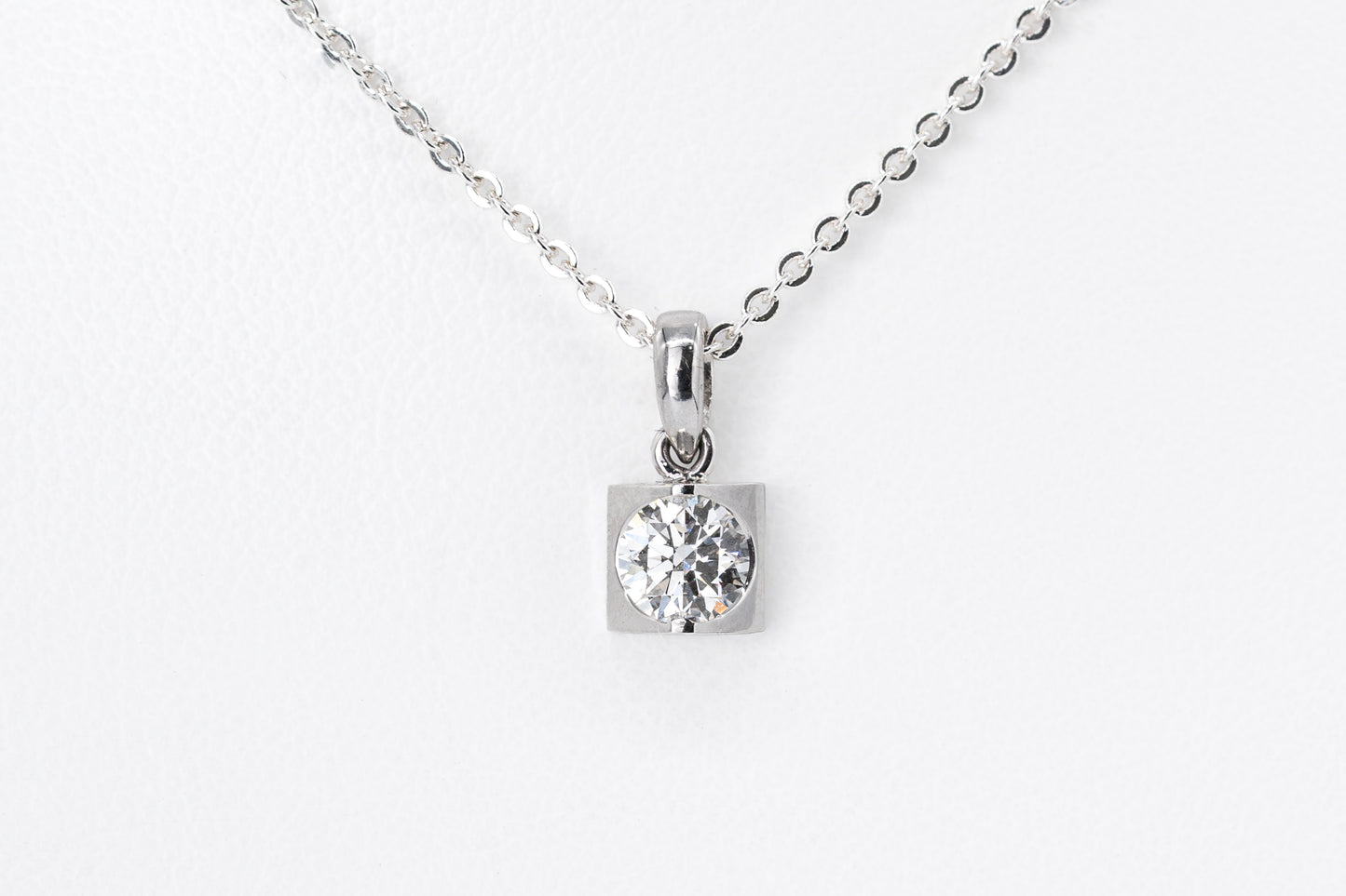 SOLENNE - 18CT White Gold Tension Diamond Pendant