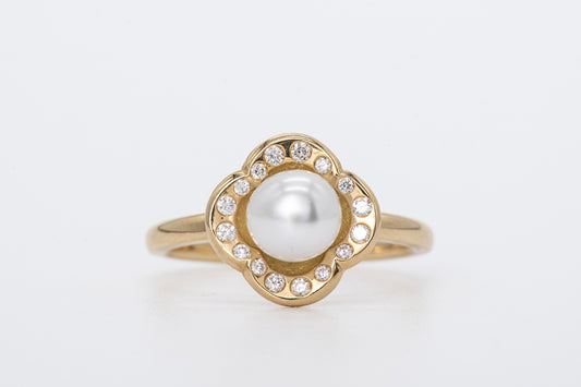 MARIBELLE - 18CT Yellow Gold South Sea Pear & Diamond Ring