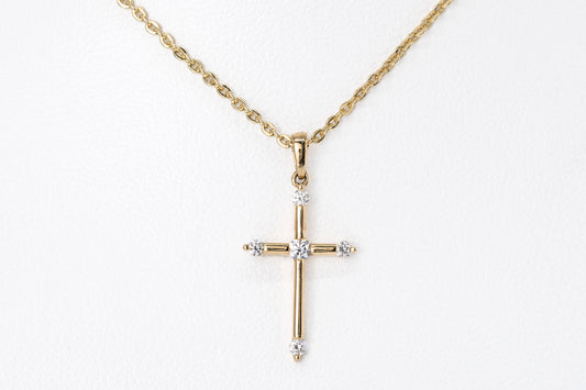 18CT Yellow Gold Diamond Cross Pendant