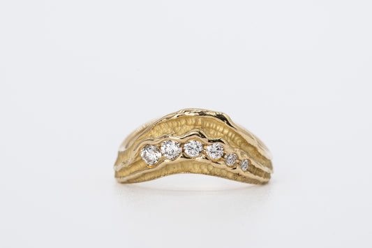 SOLANA - 18CT Yellow Gold Diamond Organic Wishbone Ring