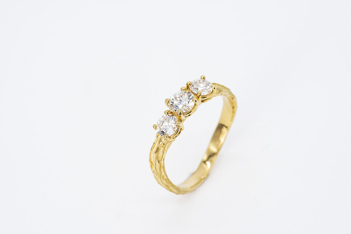 18CT Yellow Gold - Hand Engraved Diamond Set Ring