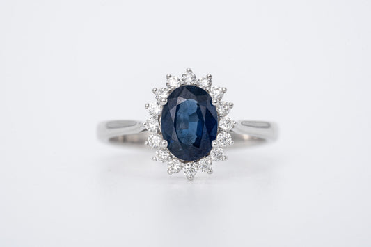 SERAPHINE - 18CT White Gold Sapphire Halo Ring