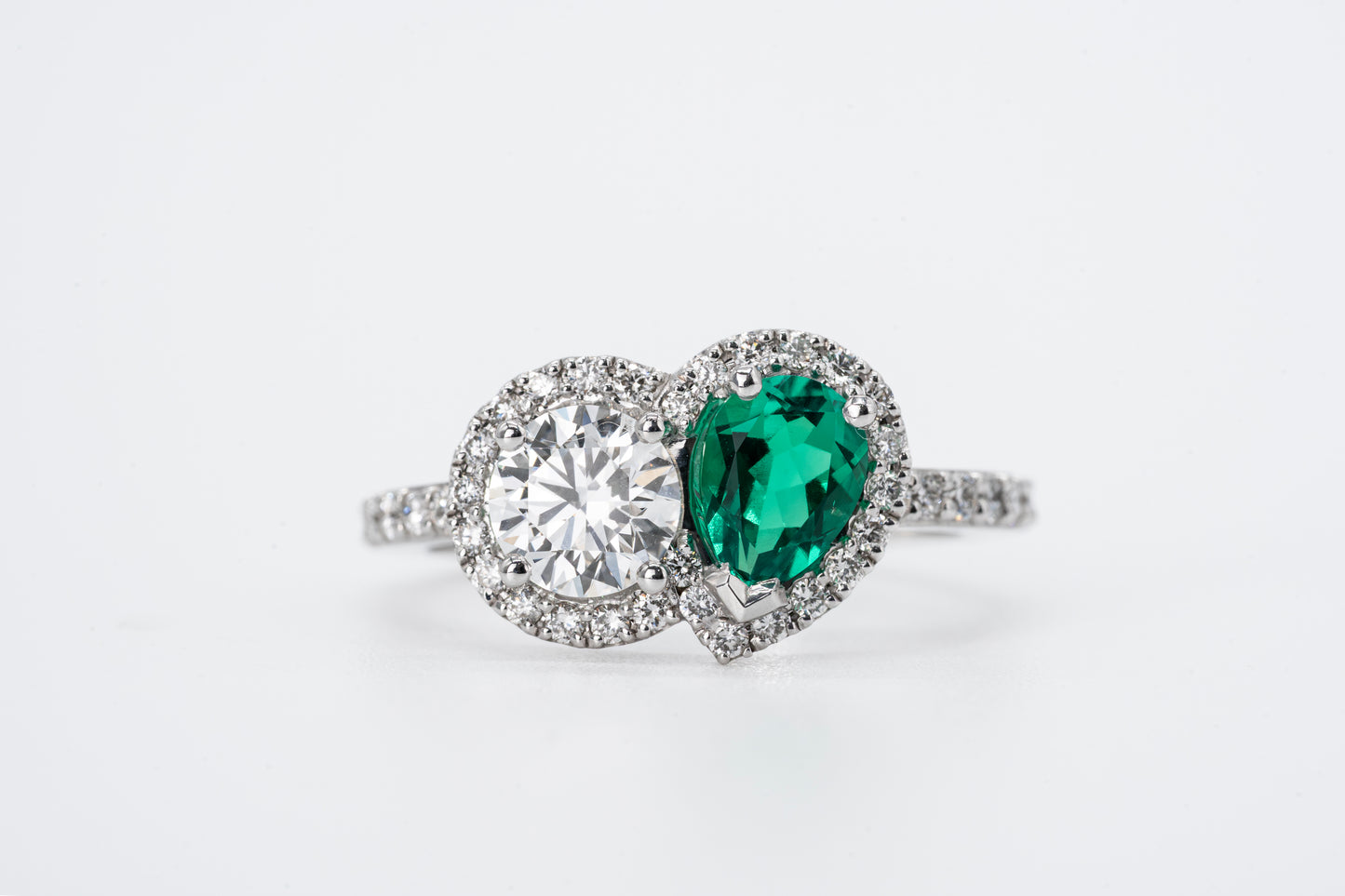 AVENELLE - 18CT White Gold Emerald & Diamond Ring