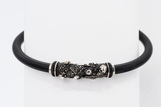SS925 - Skull Engraved Neoprene Bangle