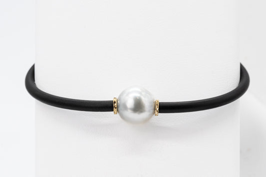 South Sea Pearl, 18CT Yellow Gold - Neoprene Bangle