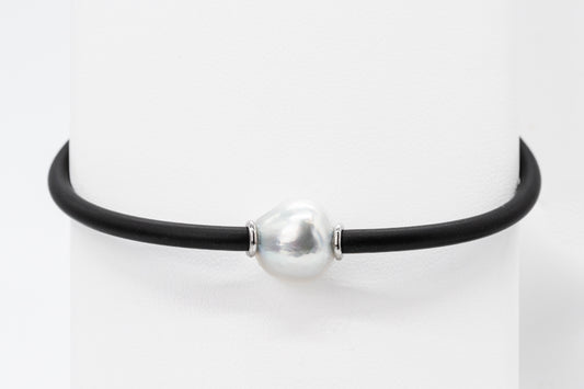 South Sea Pearl, 18CT White Gold - Neoprene Bangle