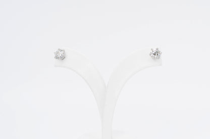 18CT White Gold -  Six Claw Diamond Stud Earrings