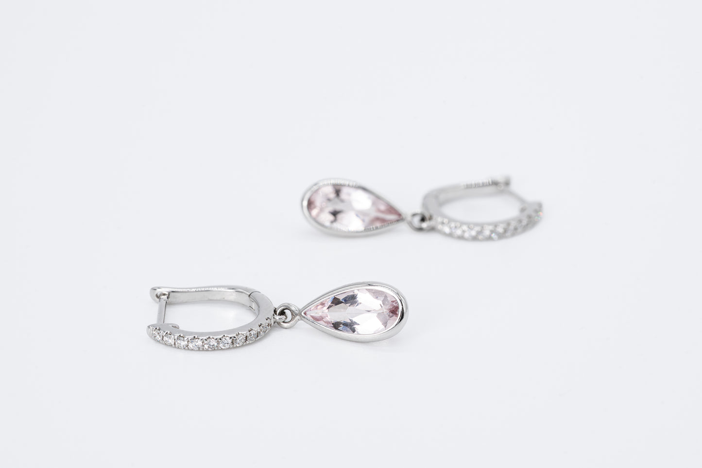 AMARA - 18CT White Gold Morganite Drop Earrings