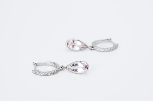 AMARA - 18CT White Gold Morganite Drop Earrings