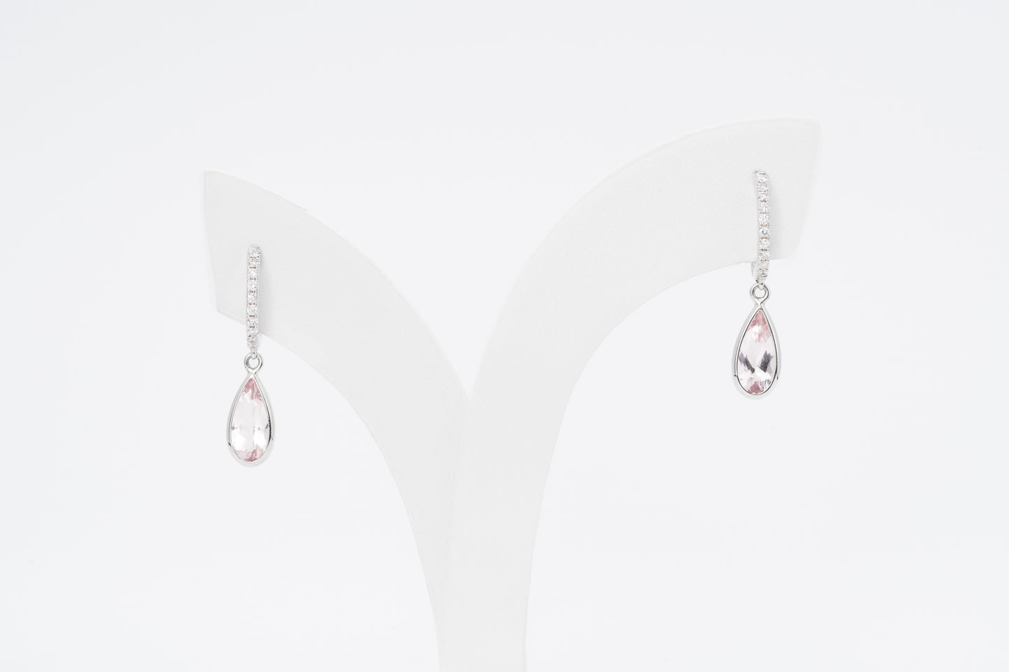 AMARA - 18CT White Gold Morganite Drop Earrings