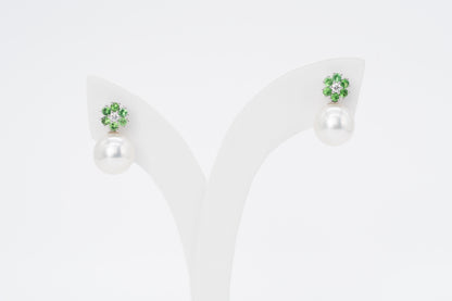 AURRETTE - 18CT White Gold Garnet & Pearl Earrings