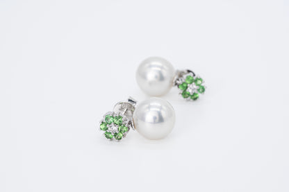 AURRETTE - 18CT White Gold Garnet & Pearl Earrings