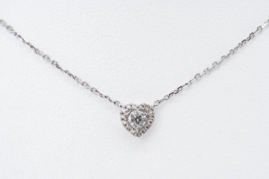 ELARA - 18CT White Gold Diamond Heart Necklace