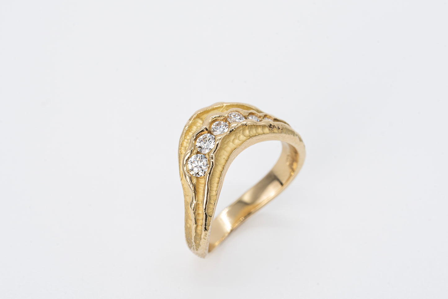 SOLANA - 18CT Yellow Gold Diamond Organic Wishbone Ring