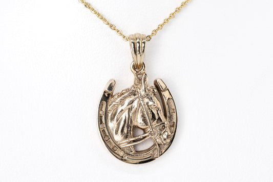 9CT Yellow Gold Horse & Horseshoe Pendant