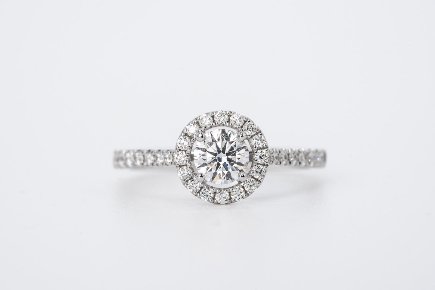ELARA - 18CT White Gold Round Halo Ring