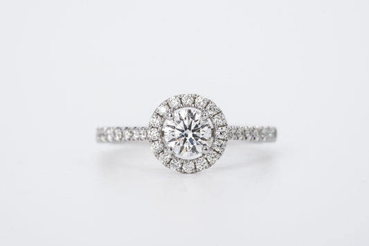 ELARA - 18CT White Gold Round Halo Ring
